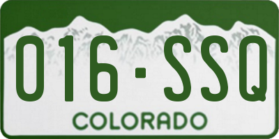 CO license plate 016SSQ