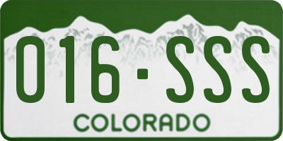 CO license plate 016SSS