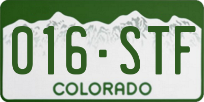 CO license plate 016STF