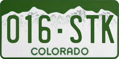 CO license plate 016STK