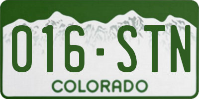 CO license plate 016STN