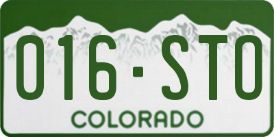 CO license plate 016STO