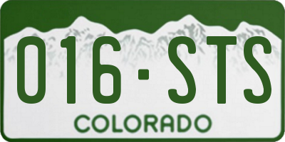 CO license plate 016STS