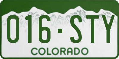 CO license plate 016STY