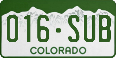 CO license plate 016SUB