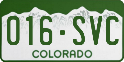 CO license plate 016SVC