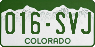 CO license plate 016SVJ