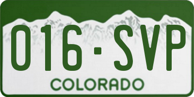 CO license plate 016SVP