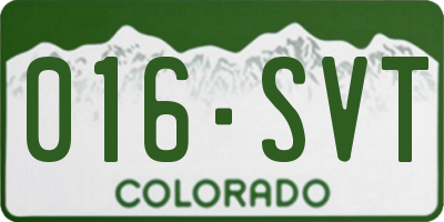 CO license plate 016SVT