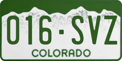 CO license plate 016SVZ