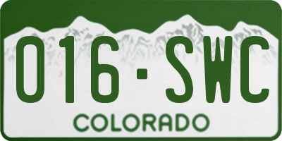 CO license plate 016SWC