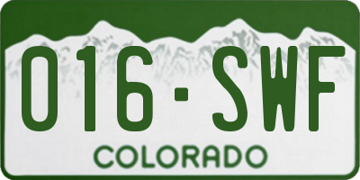 CO license plate 016SWF