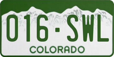CO license plate 016SWL