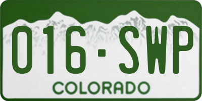 CO license plate 016SWP