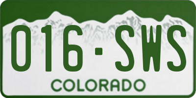 CO license plate 016SWS