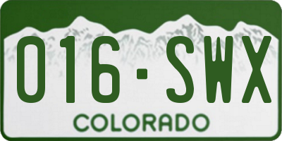 CO license plate 016SWX