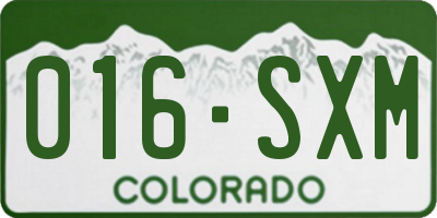 CO license plate 016SXM