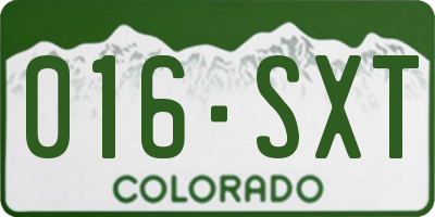 CO license plate 016SXT
