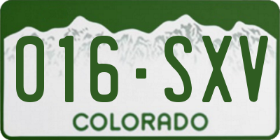 CO license plate 016SXV