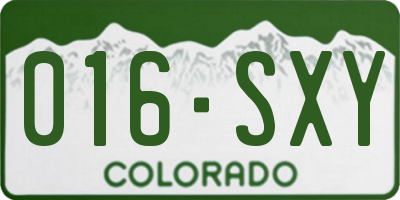 CO license plate 016SXY