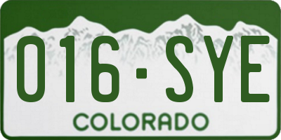CO license plate 016SYE