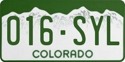 CO license plate 016SYL