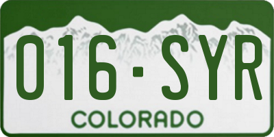 CO license plate 016SYR
