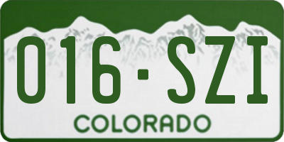 CO license plate 016SZI