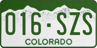 CO license plate 016SZS