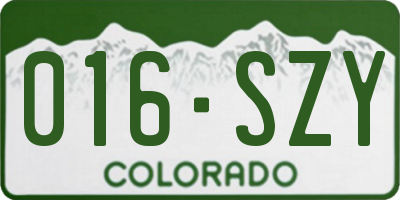 CO license plate 016SZY