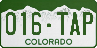 CO license plate 016TAP