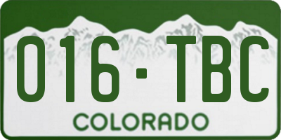 CO license plate 016TBC