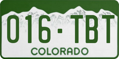CO license plate 016TBT