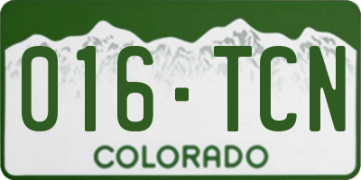 CO license plate 016TCN