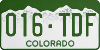 CO license plate 016TDF