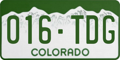 CO license plate 016TDG