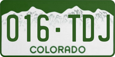 CO license plate 016TDJ