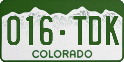 CO license plate 016TDK
