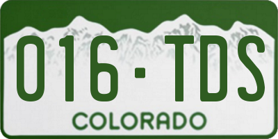 CO license plate 016TDS