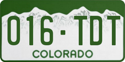 CO license plate 016TDT