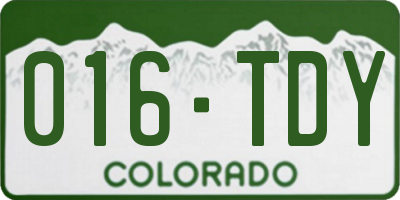 CO license plate 016TDY