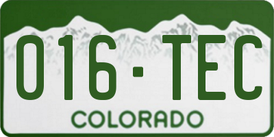 CO license plate 016TEC