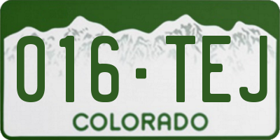 CO license plate 016TEJ