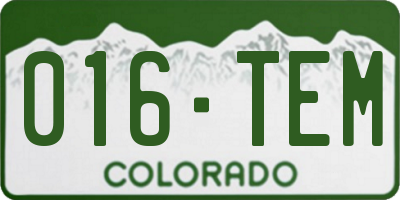 CO license plate 016TEM