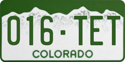 CO license plate 016TET