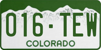 CO license plate 016TEW