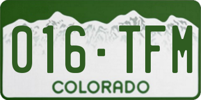 CO license plate 016TFM