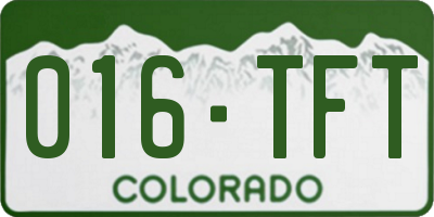 CO license plate 016TFT