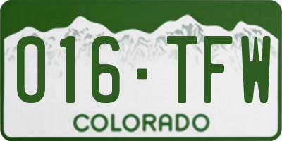 CO license plate 016TFW