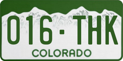 CO license plate 016THK